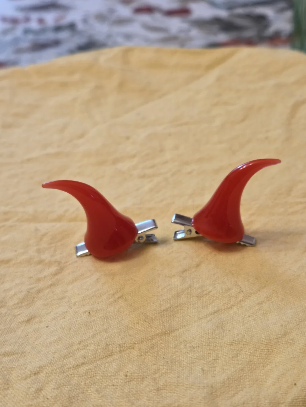 Red Devil Horn Hair Clips